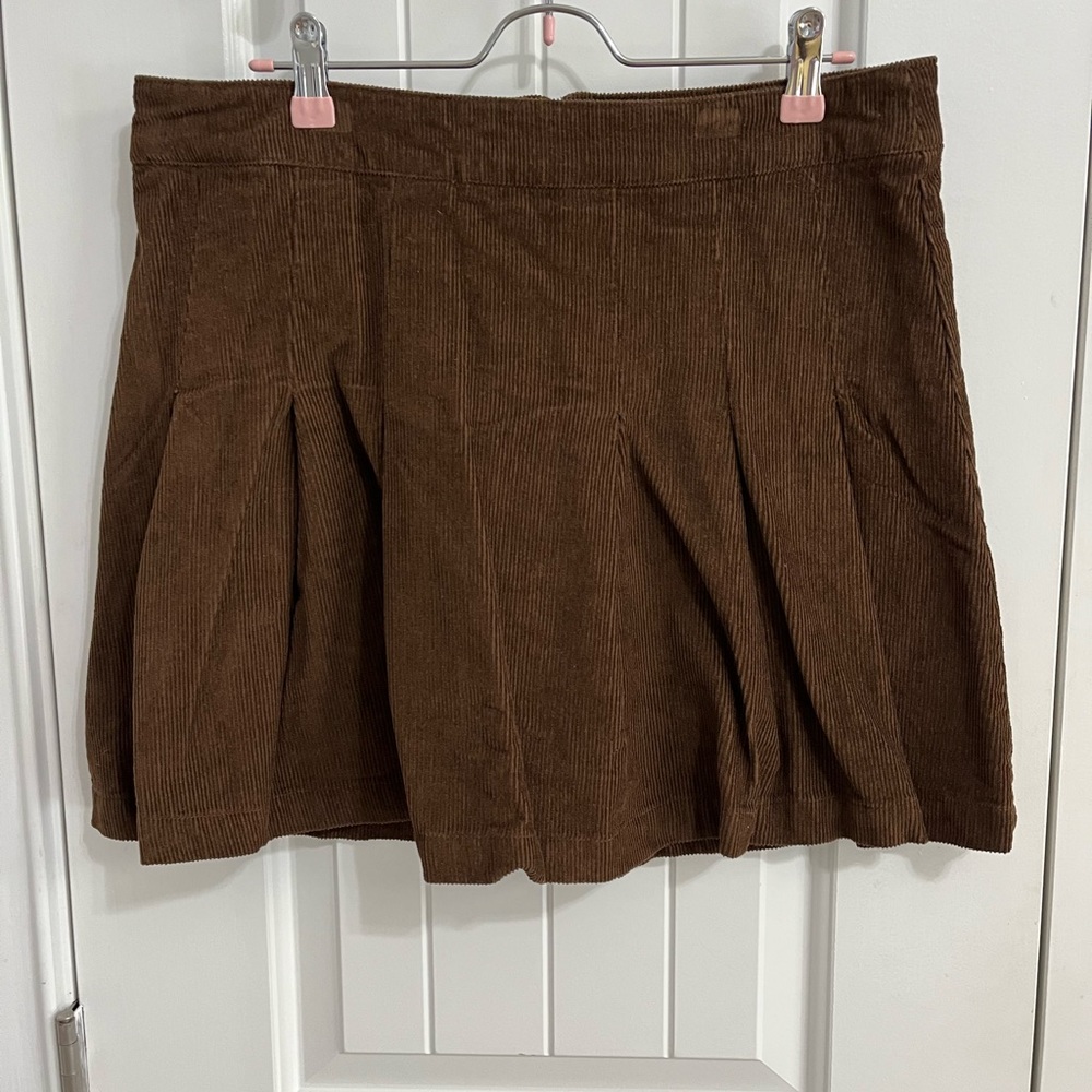Indigo Rising brown corduroy pleated mini skirt